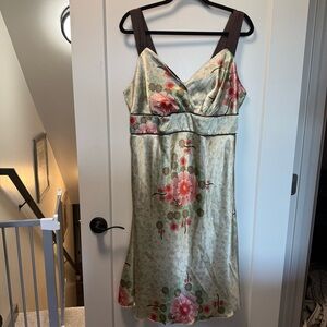 Vintage Y2K Maurices Satin Floral‎ Oriental Babydoll Knee Length Floral Dress 18